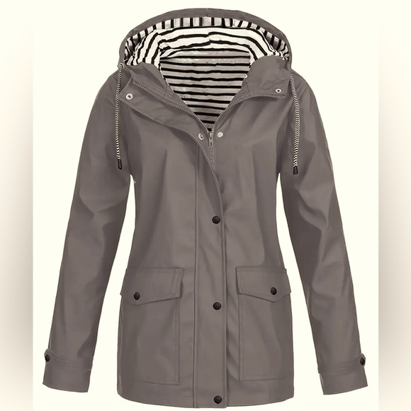 Women's 3X Gray Hooded Water Resistant Lightweight Hooded Jacket - Picture 1 of 15